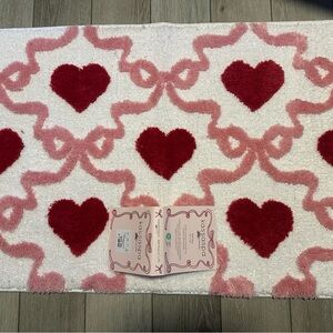 Kassaspa Hearts Bows Plush Bath Mat Rug 21”x34”